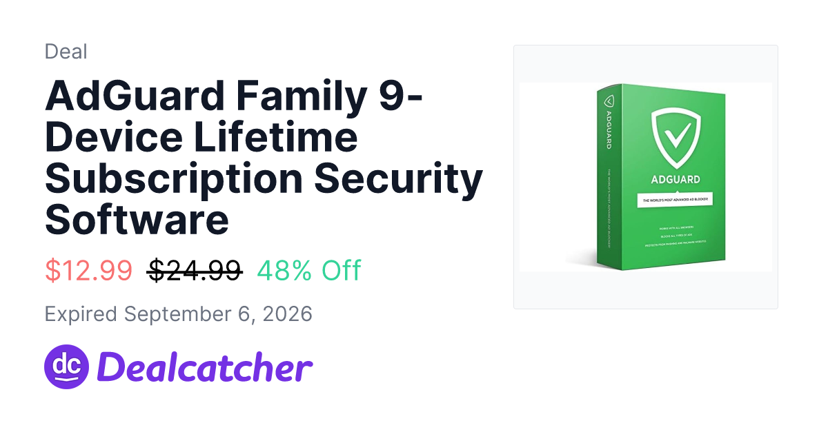 Woot - AdGuard Family 9-Device Lifetime Subscription Security Software $12.99