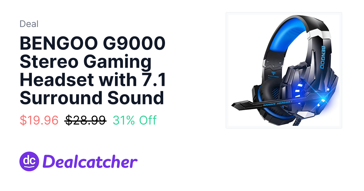 Amazon - BENGOO G9000 Stereo Gaming Headset with 7.1 Surround Sound $19.96