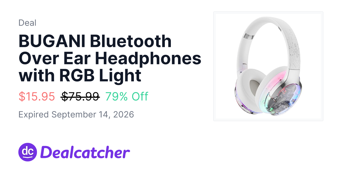 Amazon - BUGANI Bluetooth Over Ear Headphones with RGB Light $15.95