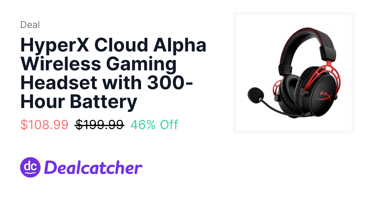 Amazon - HyperX Cloud Alpha Wireless Gaming Headset with 300-Hour Battery $108.99