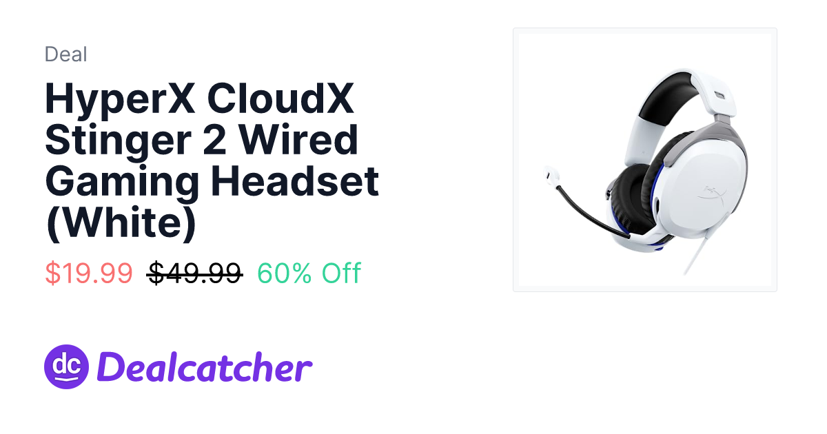 Amazon - HyperX CloudX Stinger 2 Wired Gaming Headset (White) $19.99