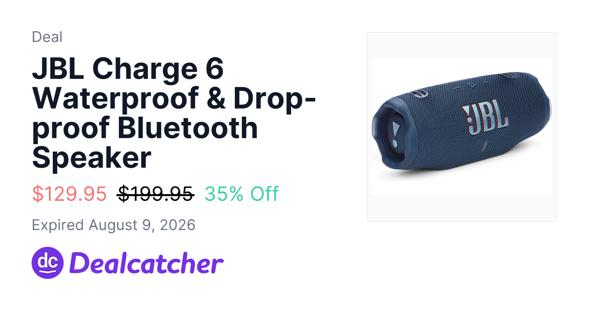 Woot - JBL Charge 6 Waterproof & Drop-proof Bluetooth Speaker $129.95