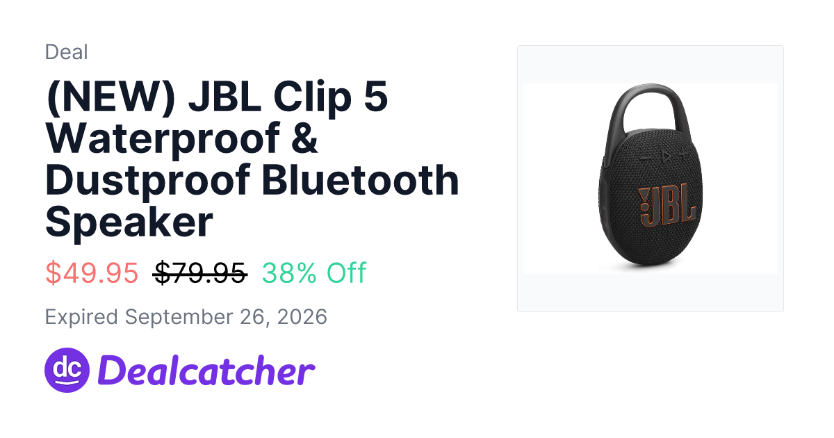 Woot - (NEW) JBL Clip 5 Waterproof & Dustproof Bluetooth Speaker $49.95