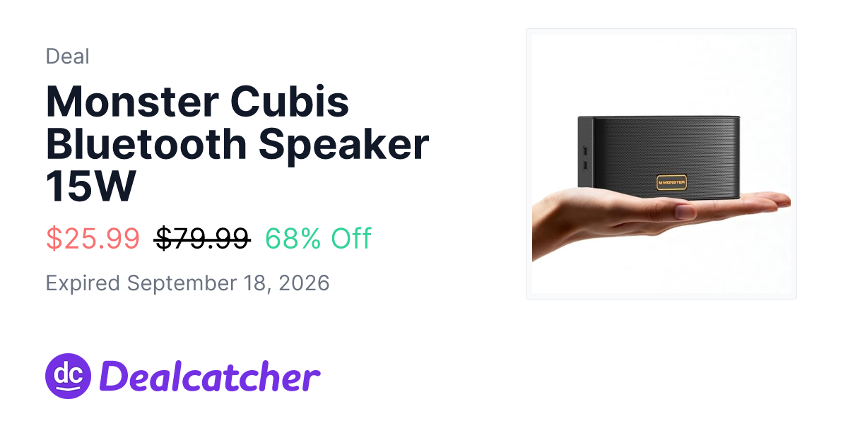 Amazon - Monster Cubis Bluetooth Speaker 15W $25.99