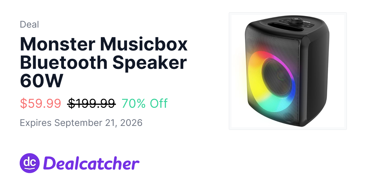 Amazon - Monster Musicbox Bluetooth Speaker 60W $59.99