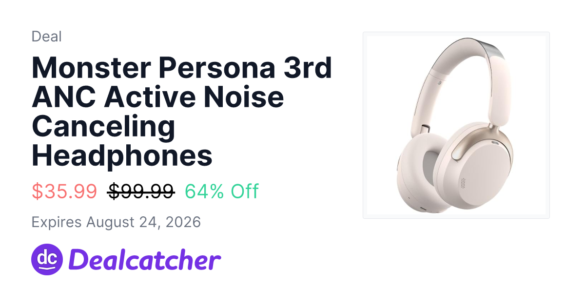Amazon - Monster Persona 3rd ANC Active Noise Canceling Headphones $35.99