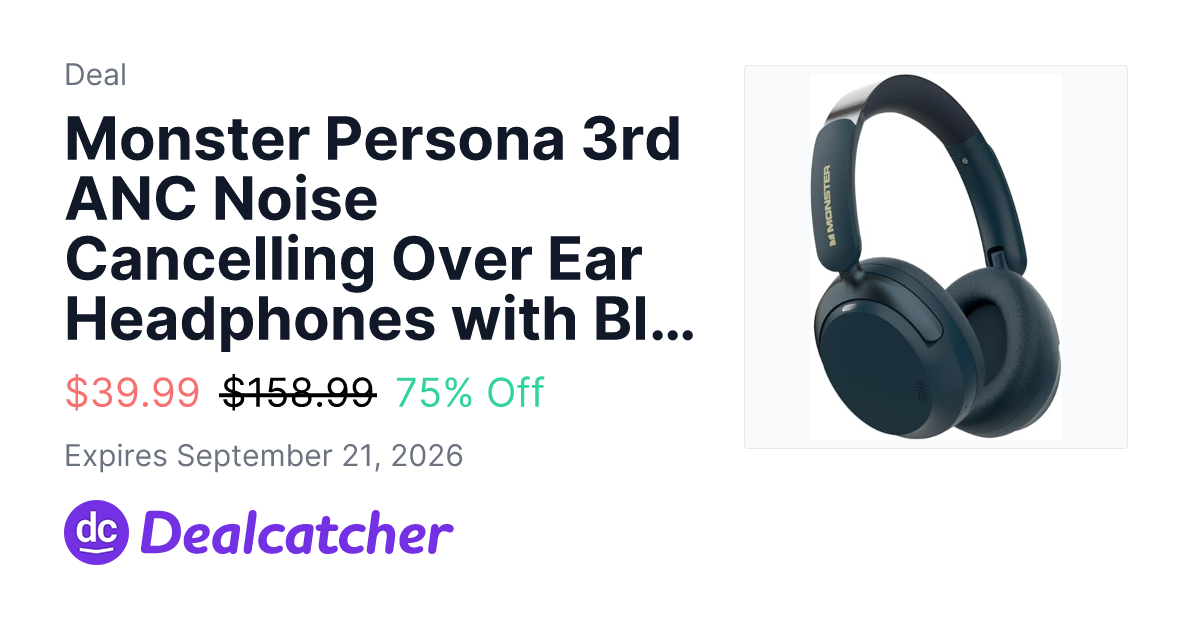 Amazon - Monster Persona 3rd ANC Noise Cancelling Over Ear Headphones with Bluetooth 5.4 $39.99