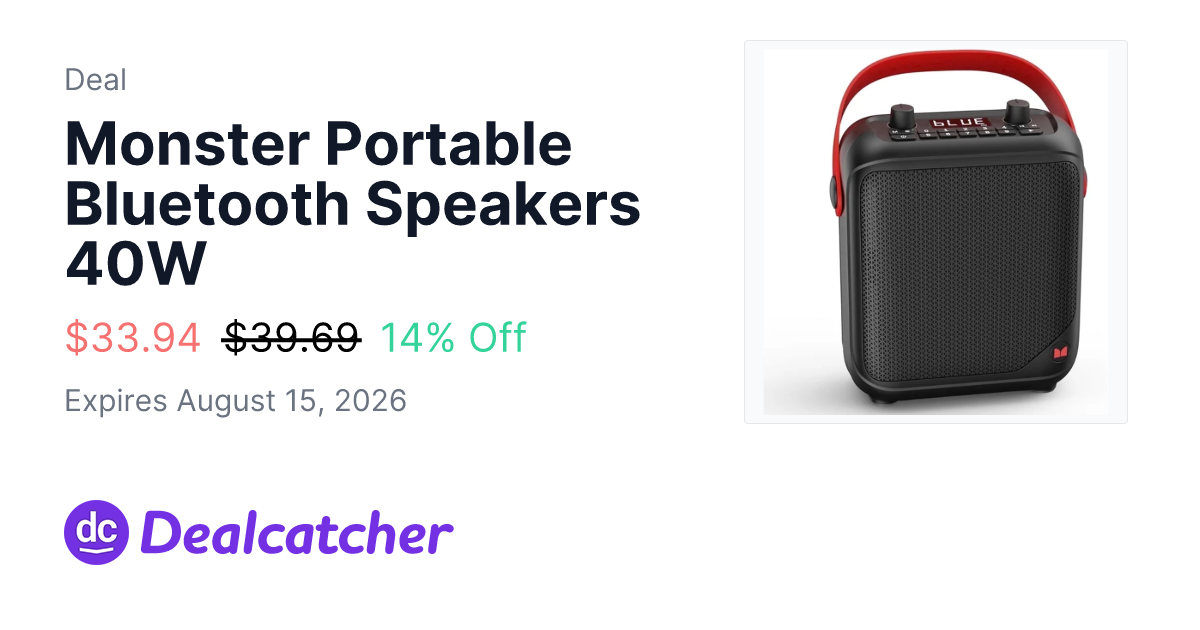 Walmart - Monster Portable Bluetooth Speakers 40W $33.94