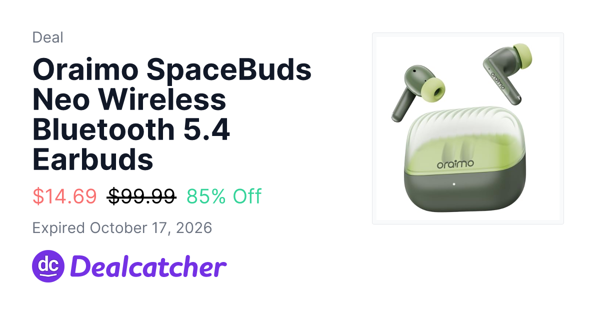 Amazon - Oraimo SpaceBuds Neo Wireless Bluetooth 5.4 Earbuds $14.69