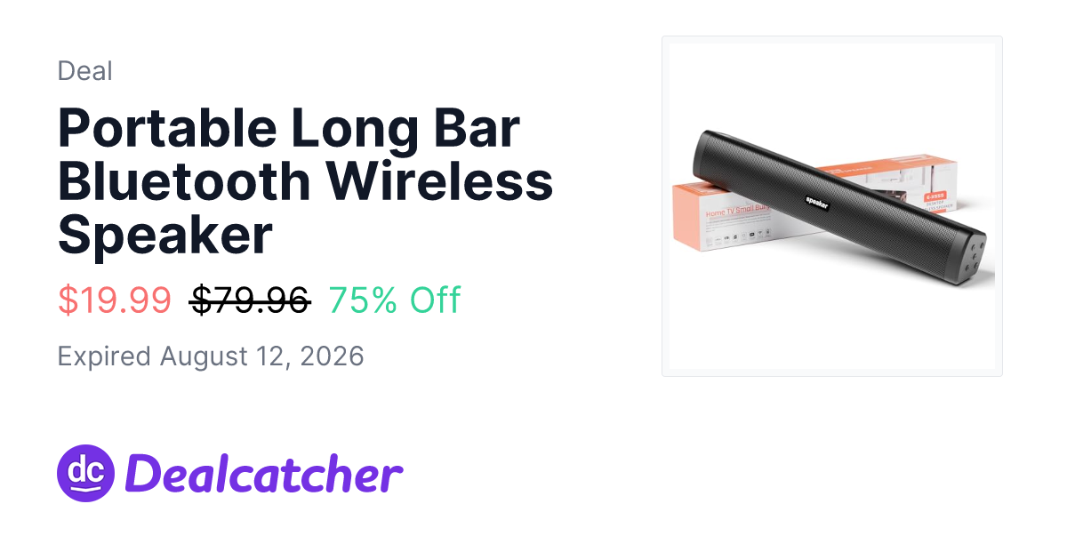 Amazon - Portable Long Bar Bluetooth Wireless Speaker $19.99