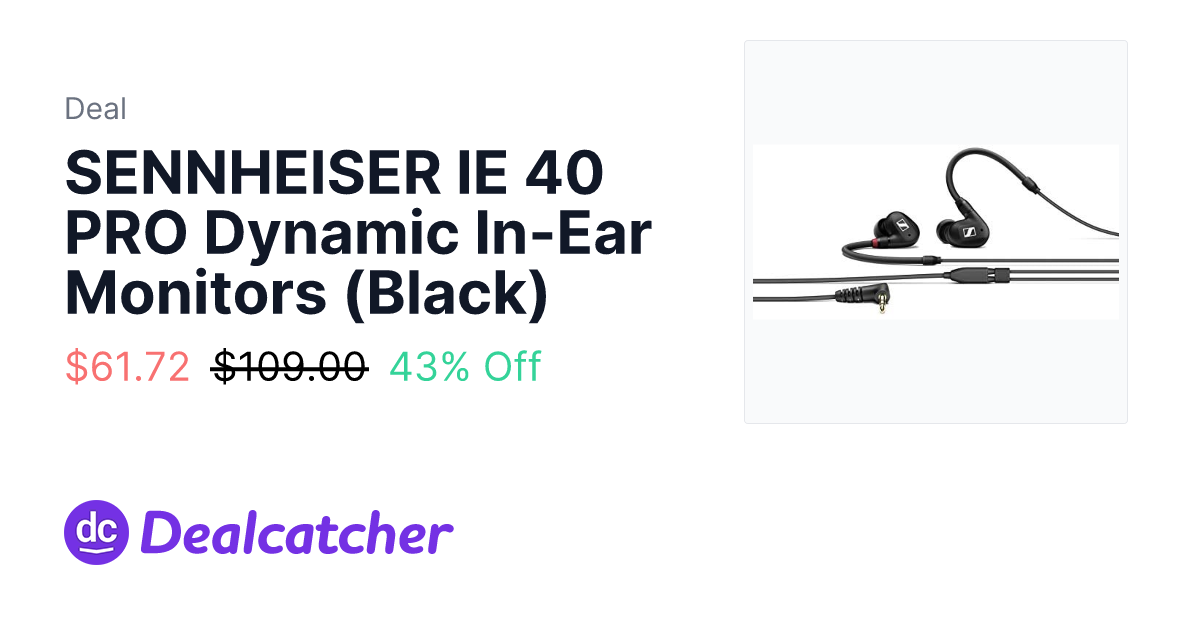 Amazon - SENNHEISER IE 40 PRO Dynamic In-Ear Monitors (Black) $61.72