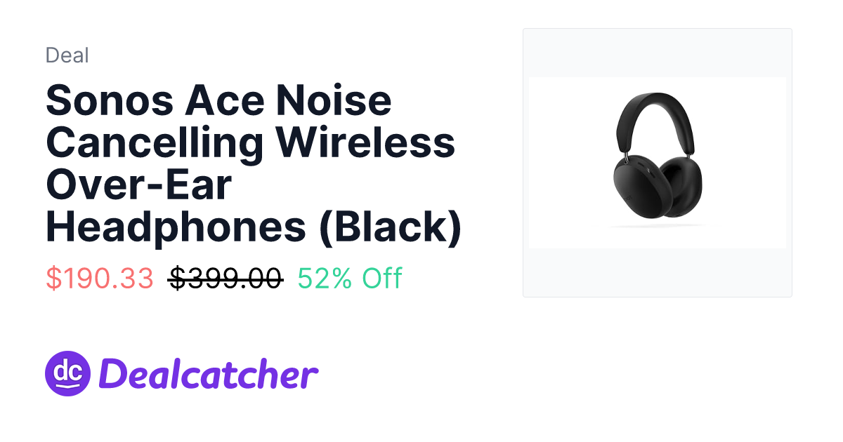 Amazon - Sonos Ace Noise Cancelling Wireless Over-Ear Headphones (Black) $190.33