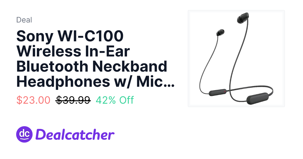 Amazon - Sony WI-C100 Wireless In-Ear Bluetooth Neckband Headphones w/ Mic (Black) $23.00