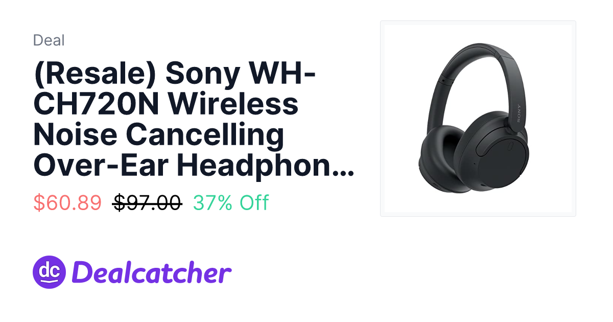 Amazon - (Resale) Sony WH-CH720N Wireless Noise Cancelling Over-Ear Headphones, Black (Like New) $60.89