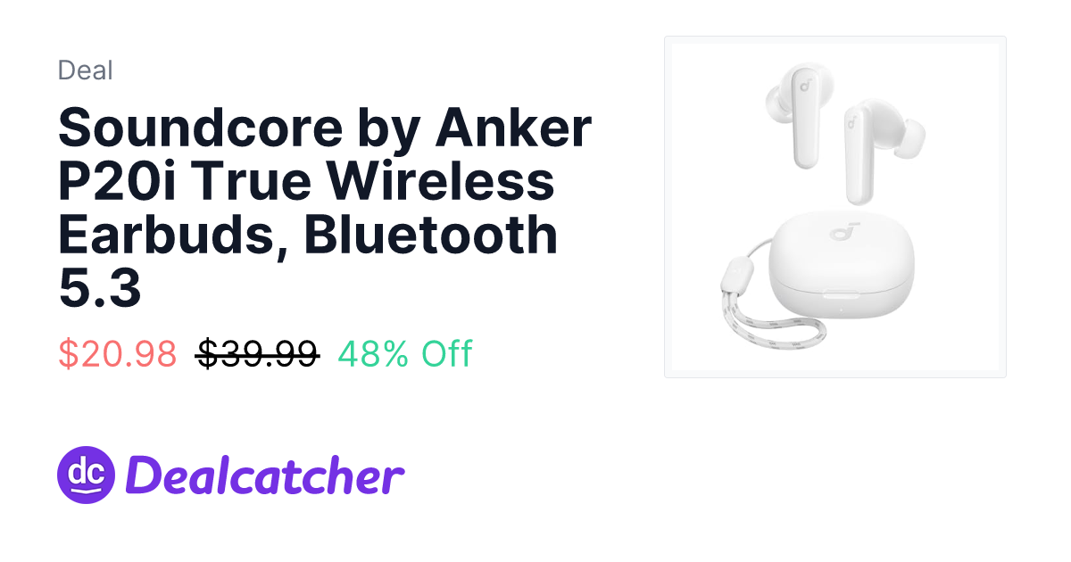 Amazon - Soundcore by Anker P20i True Wireless Earbuds, Bluetooth 5.3 $20.98