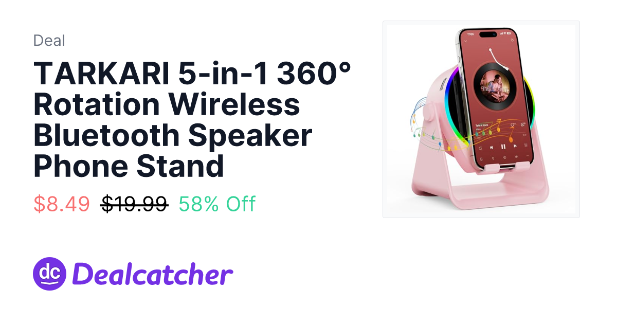 Amazon - TARKARI 5-in-1 360° Rotation Wireless Bluetooth Speaker Phone Stand $8.49