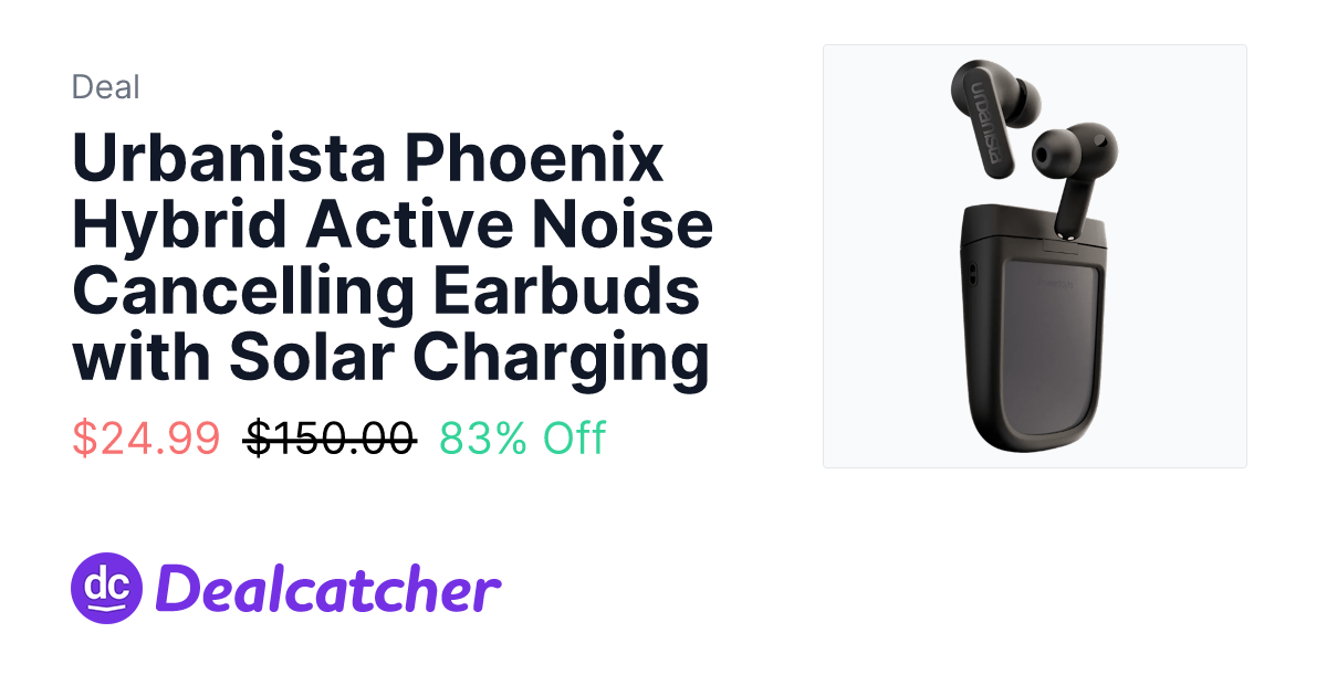 meh - Urbanista Phoenix Hybrid Active Noise Cancelling Earbuds with Solar Charging $24.99