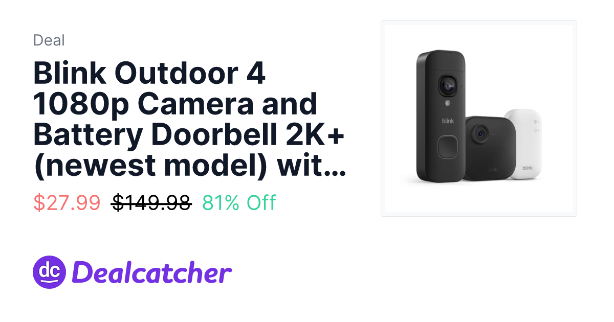 Blink Outdoor 4 1080p Camera and Battery Doorbell 2K+ (newest model ...