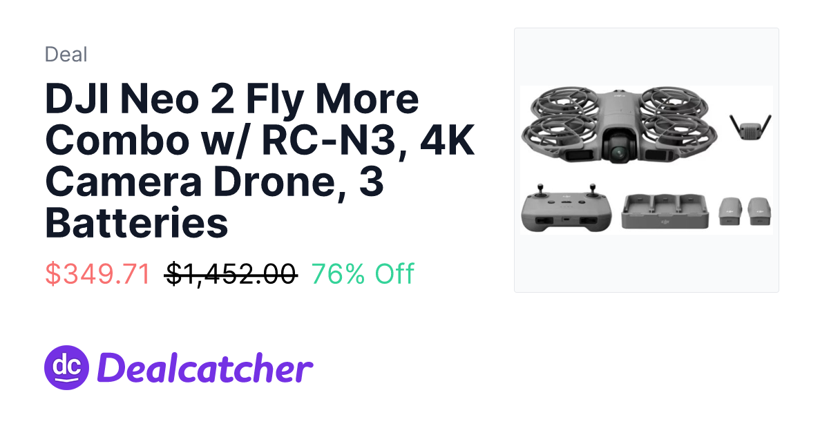 AliExpress - DJI Neo 2 Fly More Combo w/ RC-N3, 4K Camera Drone, 3 Batteries $349.71