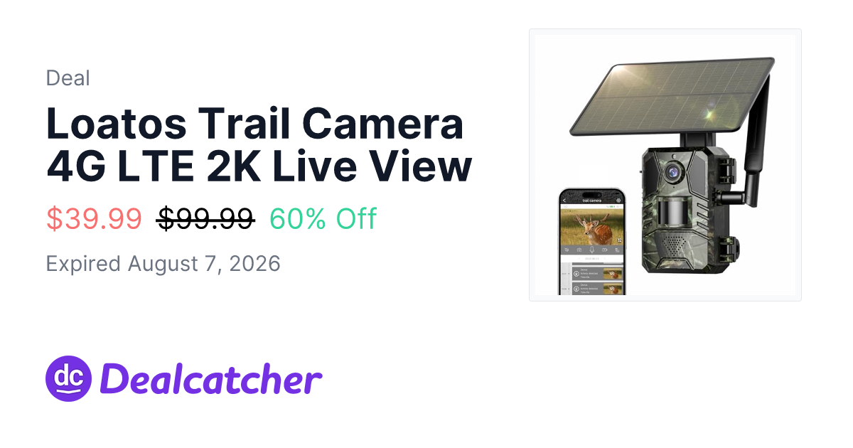 Amazon - Loatos Trail Camera 4G LTE 2K Live View $39.99