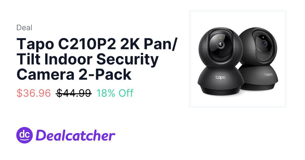 Amazon - Tapo C210P2 2K Pan/Tilt Indoor Security Camera 2-Pack $36.96