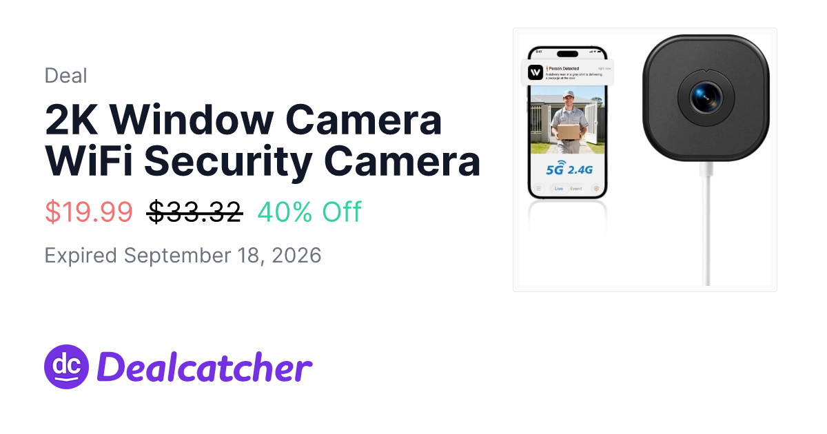 Amazon - 2K Window Camera WiFi Security Camera $19.99