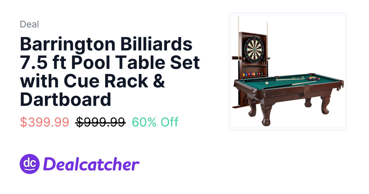Walmart - Barrington Billiards 7.5 ft Pool Table Set with Cue Rack & Dartboard $399.99