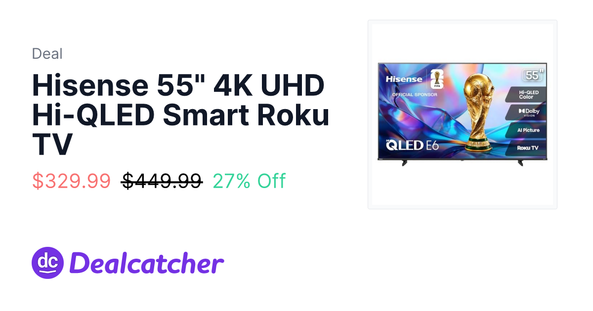 Amazon - Hisense 55" 4K UHD Hi-QLED Smart Roku TV $329.99