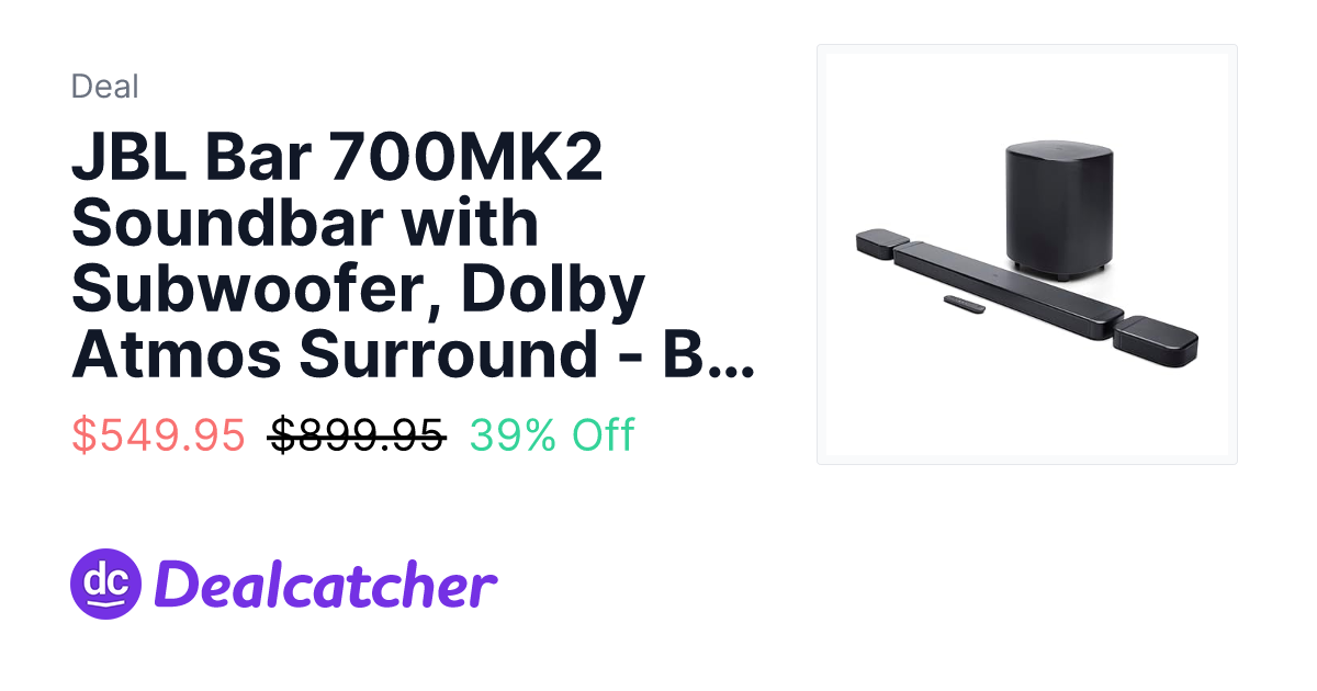 Amazon - JBL Bar 700MK2 Soundbar with Subwoofer, Dolby Atmos Surround - Black $549.95