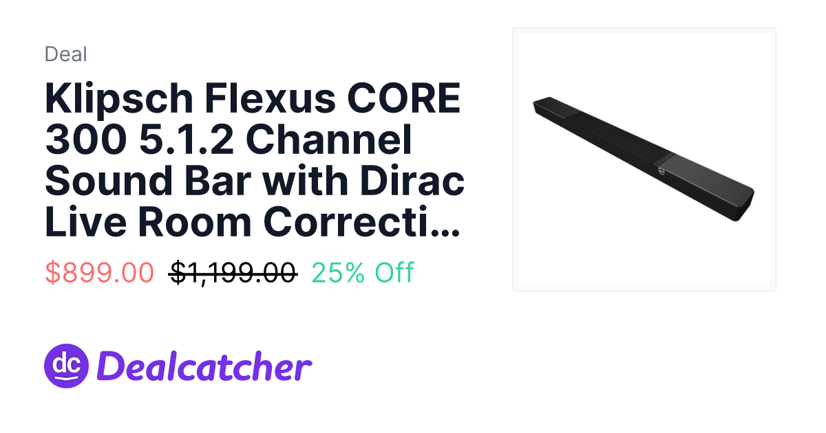 Amazon - Klipsch Flexus CORE 300 5.1.2 Channel Sound Bar with Dirac Live Room Correction, Dolby Atmos, Custom Tuned Bass and Powered by Onkyo - Black, 54" W $899.00