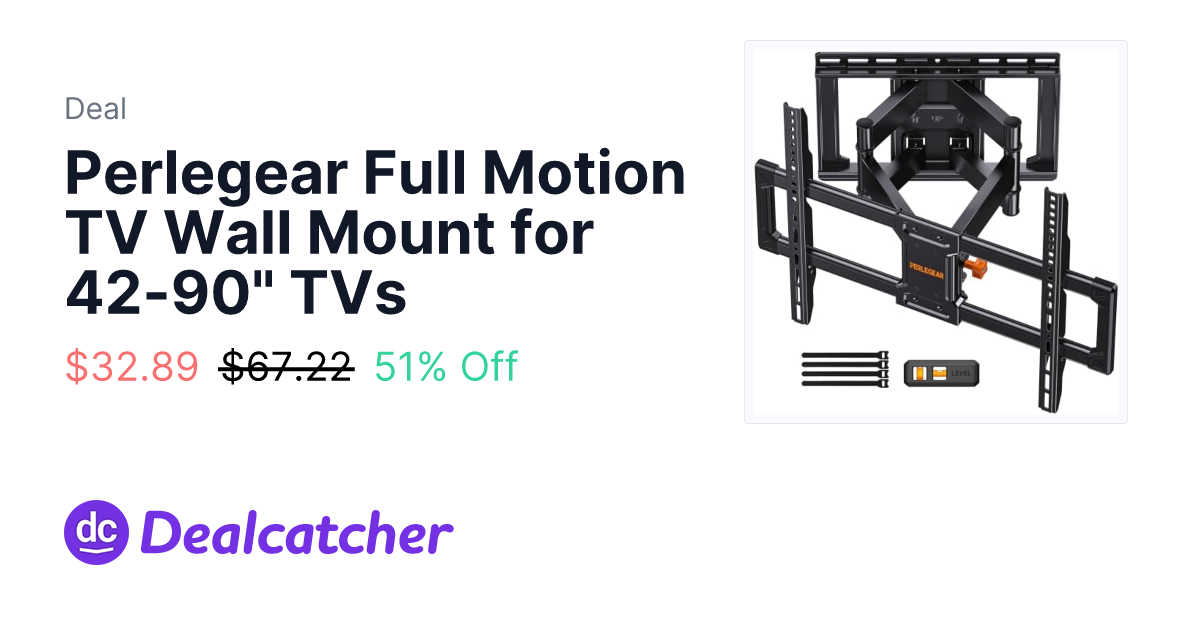 Amazon - Perlegear Full Motion TV Wall Mount for 42-90" TVs $32.89