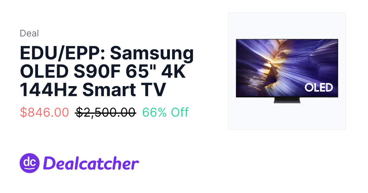 Samsung - EDU/EPP: Samsung OLED S90F 65" 4K 144Hz Smart TV $846.00