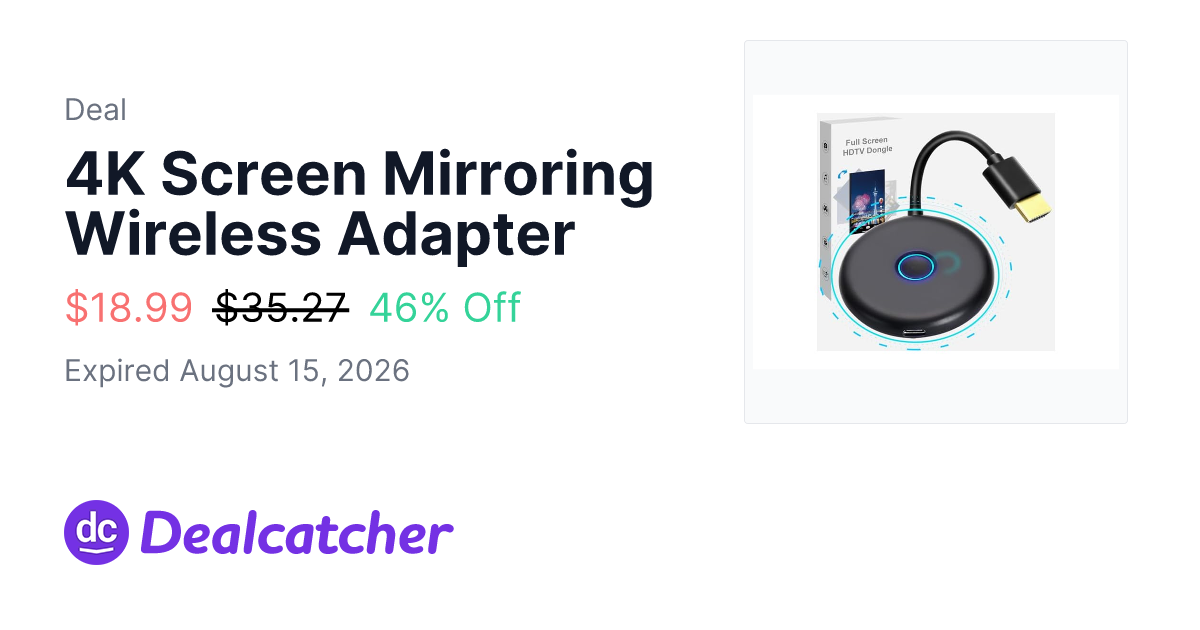 Woot - 4K Screen Mirroring Wireless Adapter $18.99