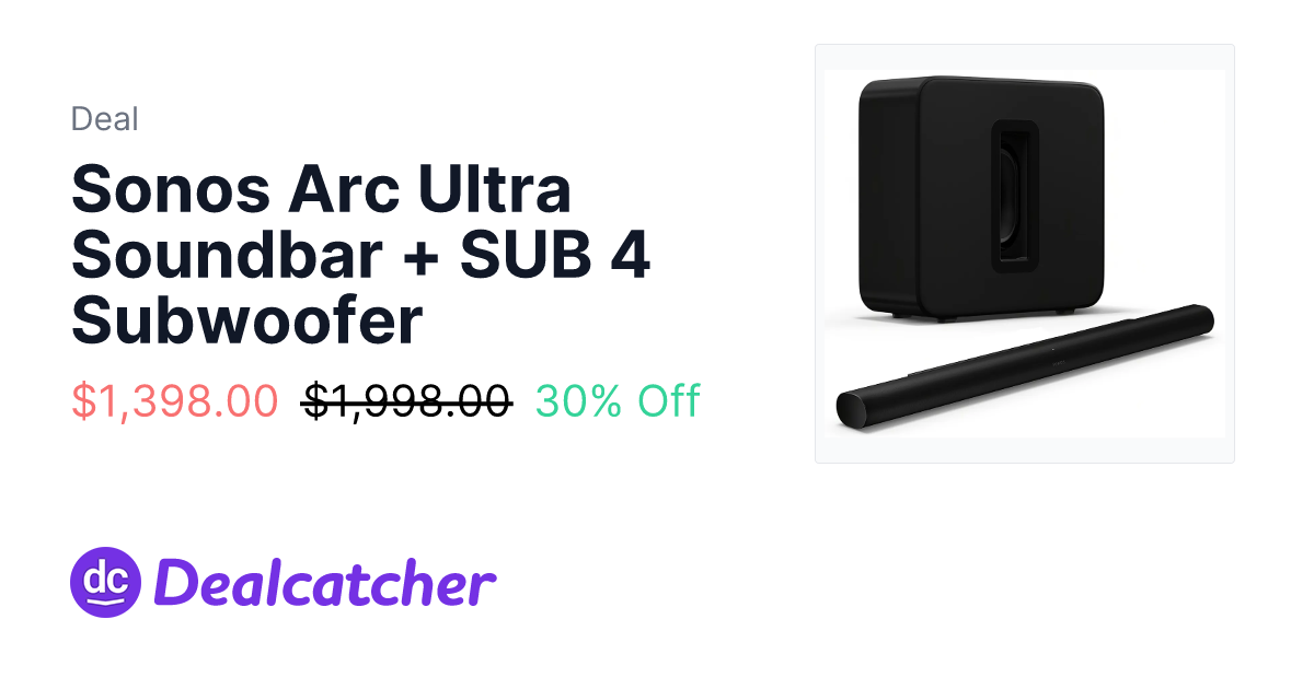 Adorama - Sonos Arc Ultra Soundbar + SUB 4 Subwoofer $1,398.00