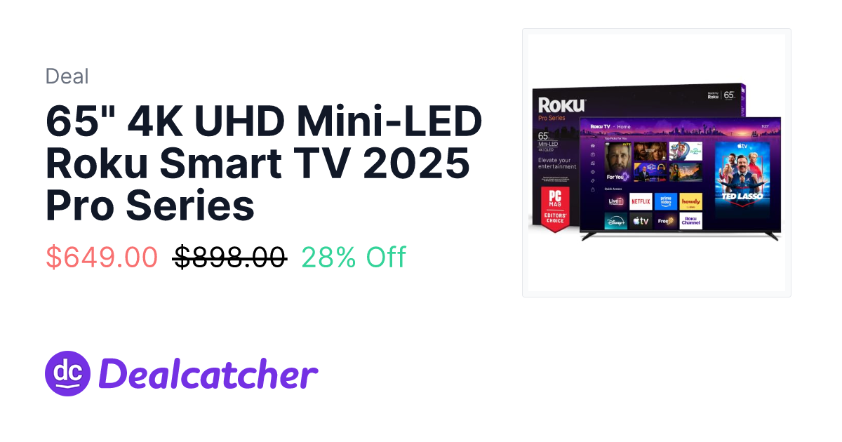Amazon - 65" 4K UHD Mini-LED Roku Smart TV 2025 Pro Series $767.99