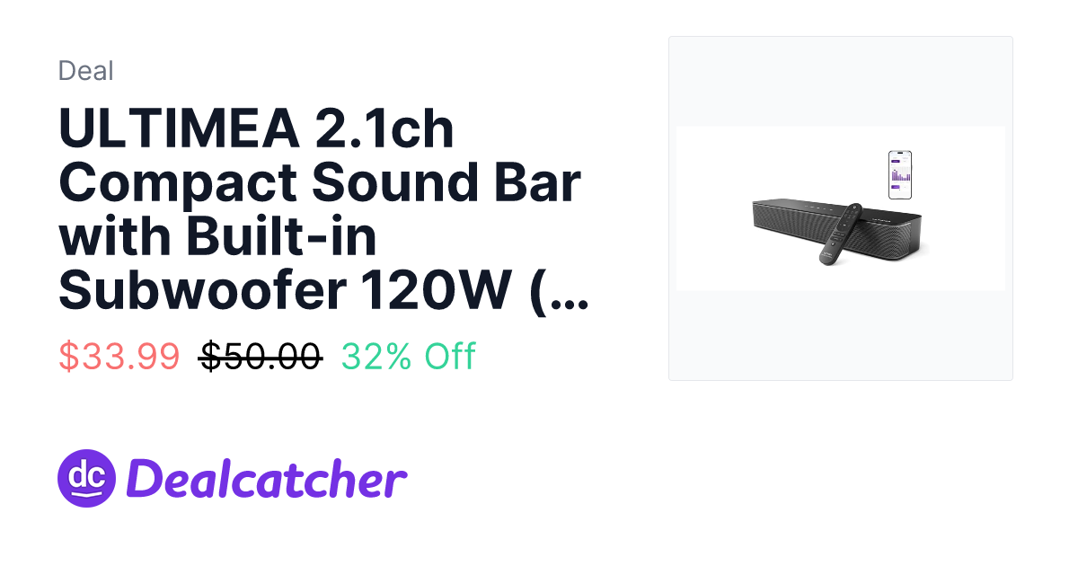 Woot - ULTIMEA 2.1ch Compact Sound Bar with Built-in Subwoofer 120W (Refurbished) $33.99