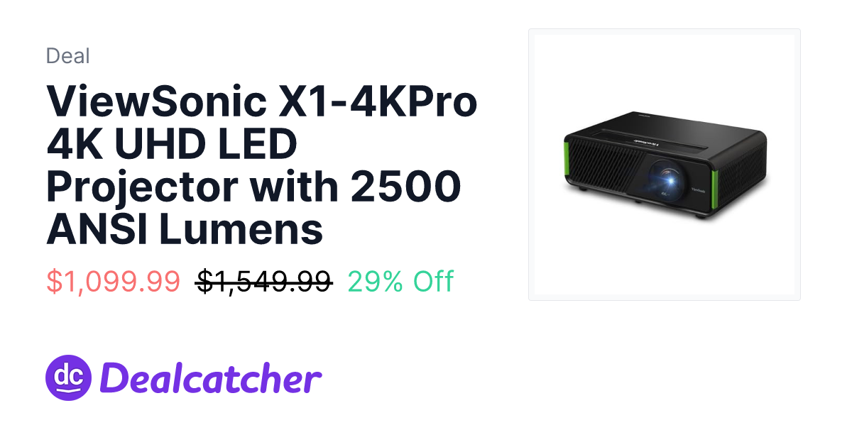 ViewSonic X1-4KPro 4K UHD LED Projector with 2500 ANSI Lumens - $1,099.99