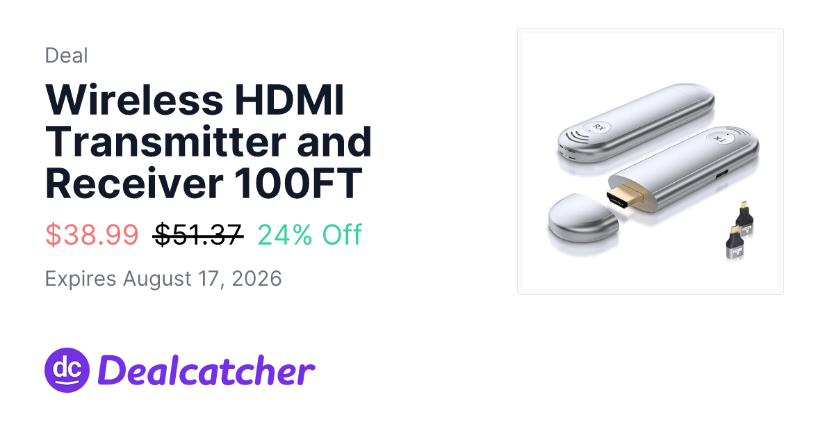 Amazon - Wireless HDMI Transmitter and Receiver 100FT $38.99