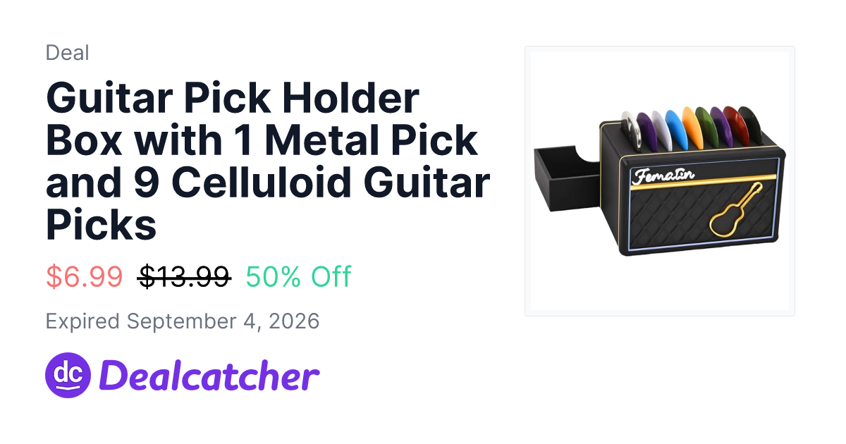 Amazon - Guitar Pick Holder Box with 1 Metal Pick and 9 Celluloid Guitar Picks $6.99