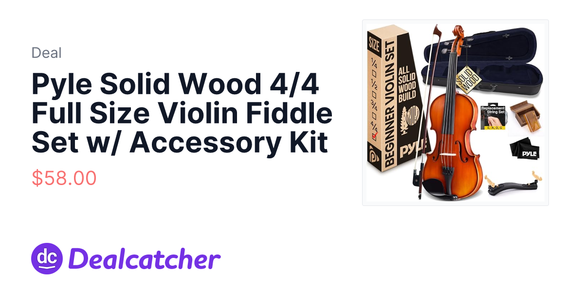 Amazon - Pyle Solid Wood 4/4 Full Size Violin Fiddle Set w/ Accessory Kit $58.00