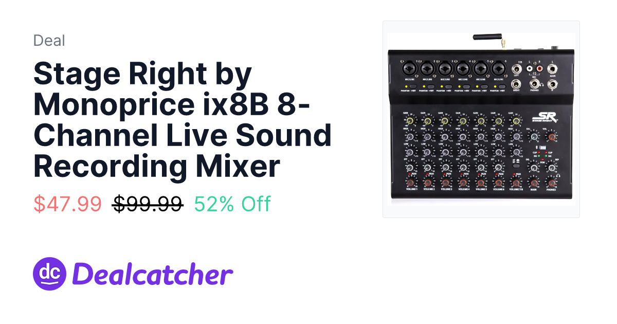 Monoprice - Stage Right by Monoprice ix8B 8-Channel Live Sound Recording Mixer $47.99