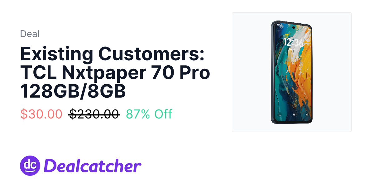 Metro by T-Mobile - Existing Customers: TCL Nxtpaper 70 Pro 128GB/8GB $30.00