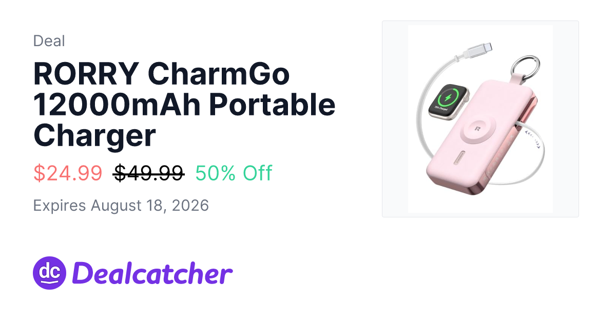 Amazon - RORRY CharmGo 12000mAh Portable Charger $24.99