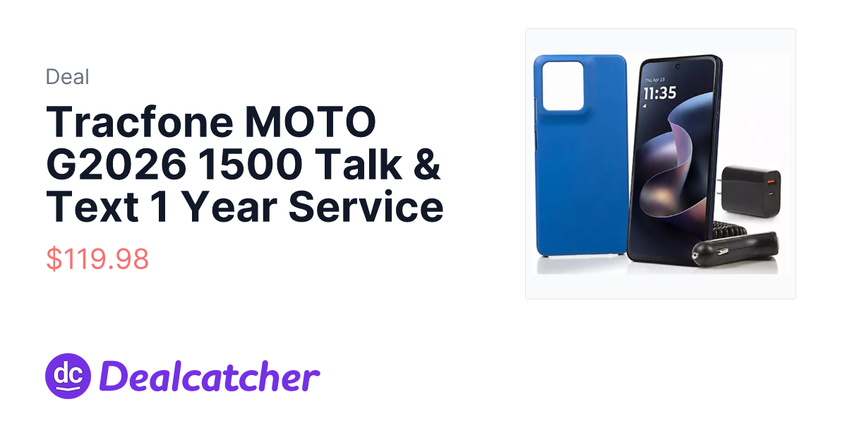 QVC - Tracfone MOTO G2026 1500 Talk & Text 1 Year Service $119.98