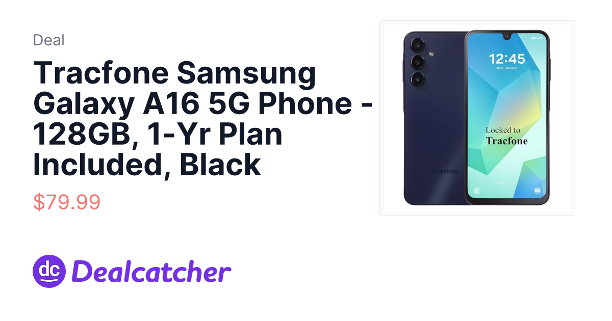 Amazon - Tracfone Samsung Galaxy A16 5G Phone - 128GB, 1-Yr Plan Included, Black $79.99