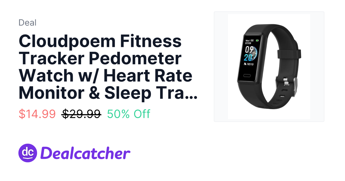Amazon - Cloudpoem Fitness Tracker Pedometer Watch w/ Heart Rate Monitor & Sleep Tracking (Black) $14.99