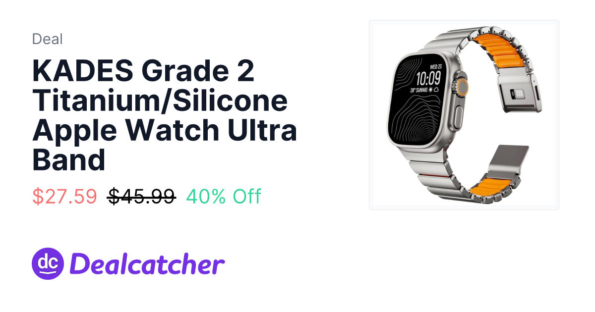 Amazon - KADES Grade 2 Titanium/Silicone Apple Watch Ultra Band $27.59