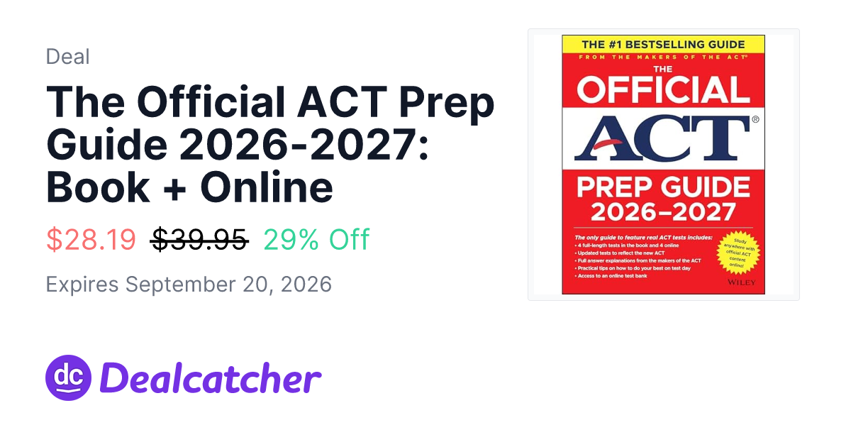 Amazon - The Official ACT Prep Guide 2026-2027: Book + Online $28.19