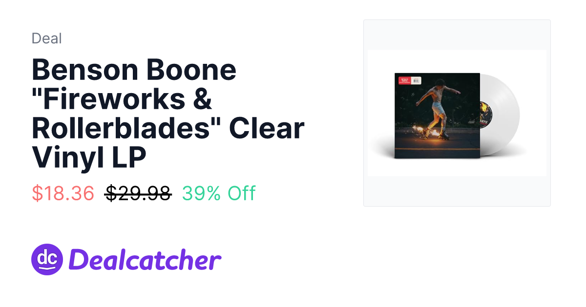 Amazon - Benson Boone "Fireworks & Rollerblades" Clear Vinyl LP $18.36