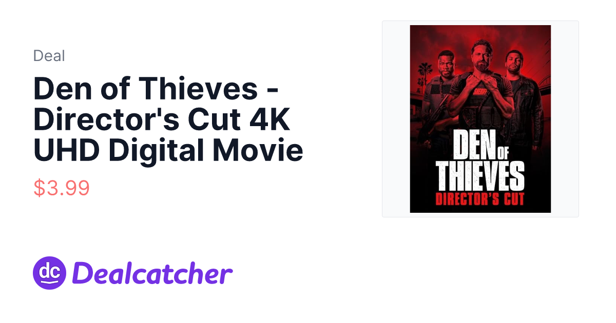 Amazon - Den of Thieves - Director's Cut 4K UHD Digital Movie $3.99